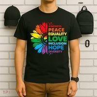 Kindness Peace Equality Love Inclusion Hope Diversity Flower T-Shirt thumb 6