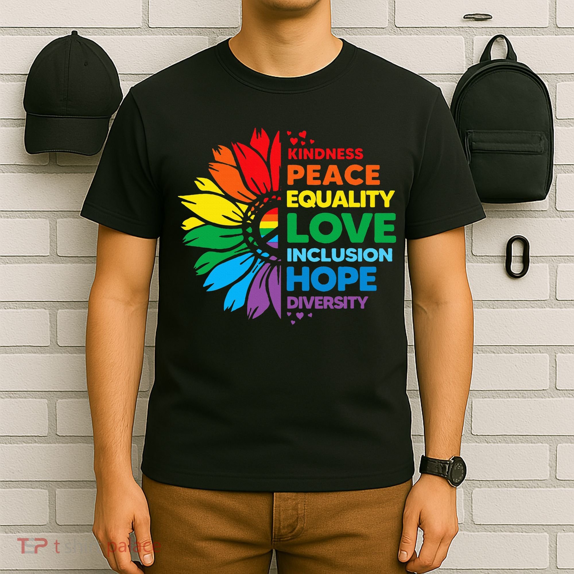 Kindness Peace Equality Love Inclusion Hope Diversity Flower T-Shirt