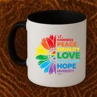 Kindness Peace Equality Love Inclusion Hope Diversity Flower Coffee Mug thumb 2