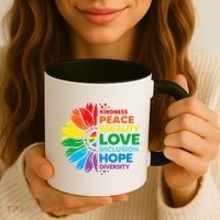 Kindness Peace Equality Love Inclusion Hope Diversity Flower Coffee Mug thumb 3