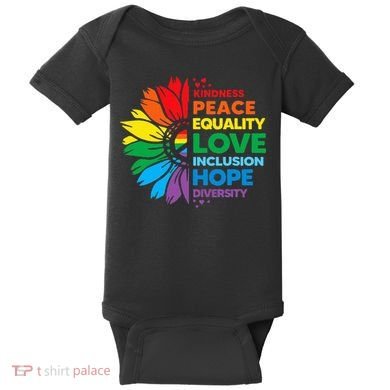 Kindness Peace Equality Love Inclusion Hope Diversity Flower Baby Bodysuit