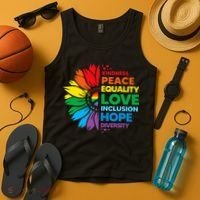 Kindness Peace Equality Love Inclusion Hope Diversity Flower Tank Top thumb 4