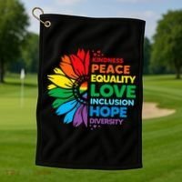 Kindness Peace Equality Love Inclusion Hope Diversity Flower Golf Towel thumb 1