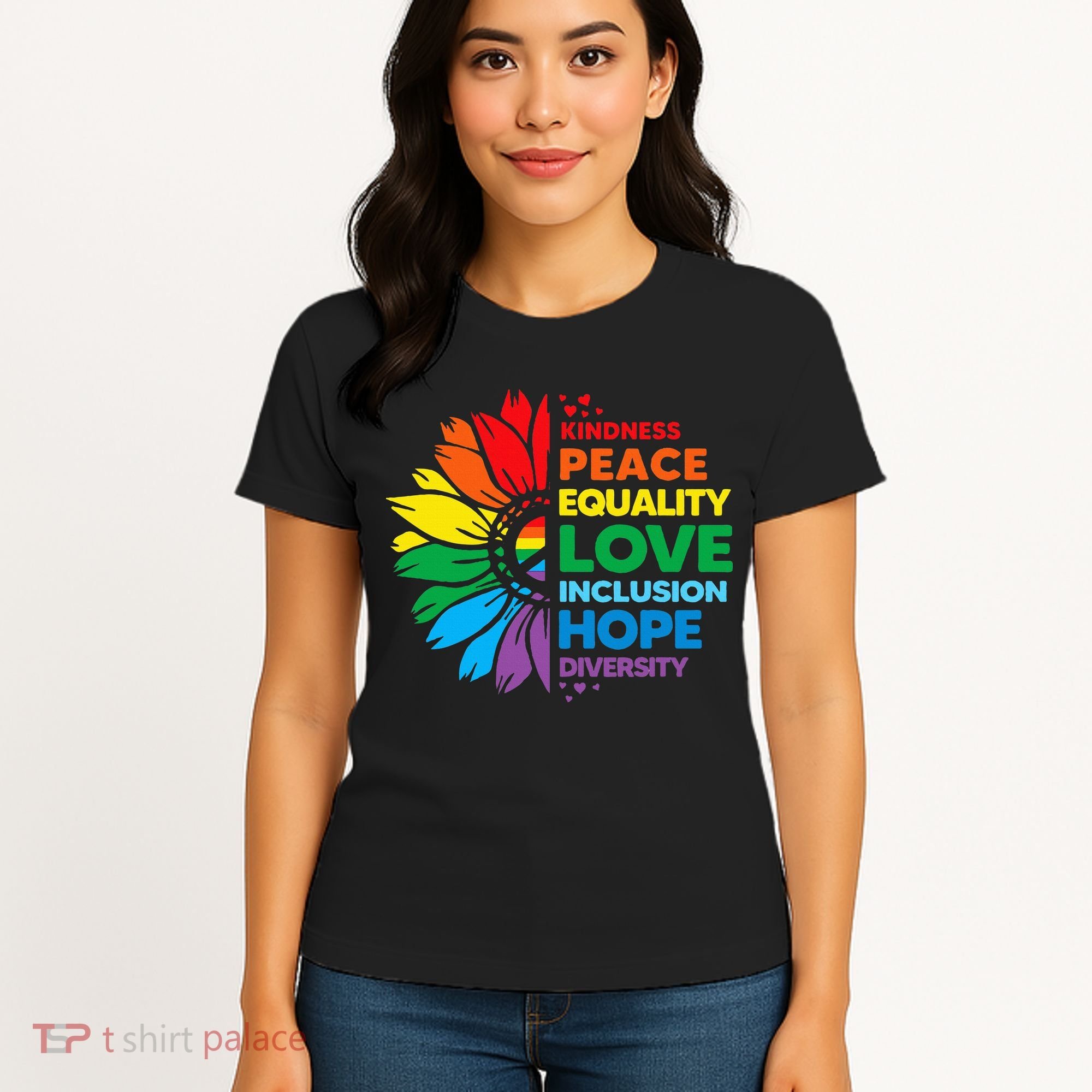 Kindness Peace Equality Love Inclusion Hope Diversity Flower Women's T-Shirt