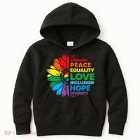 Kindness Peace Equality Love Inclusion Hope Diversity Flower Kids Hoodie thumb 0