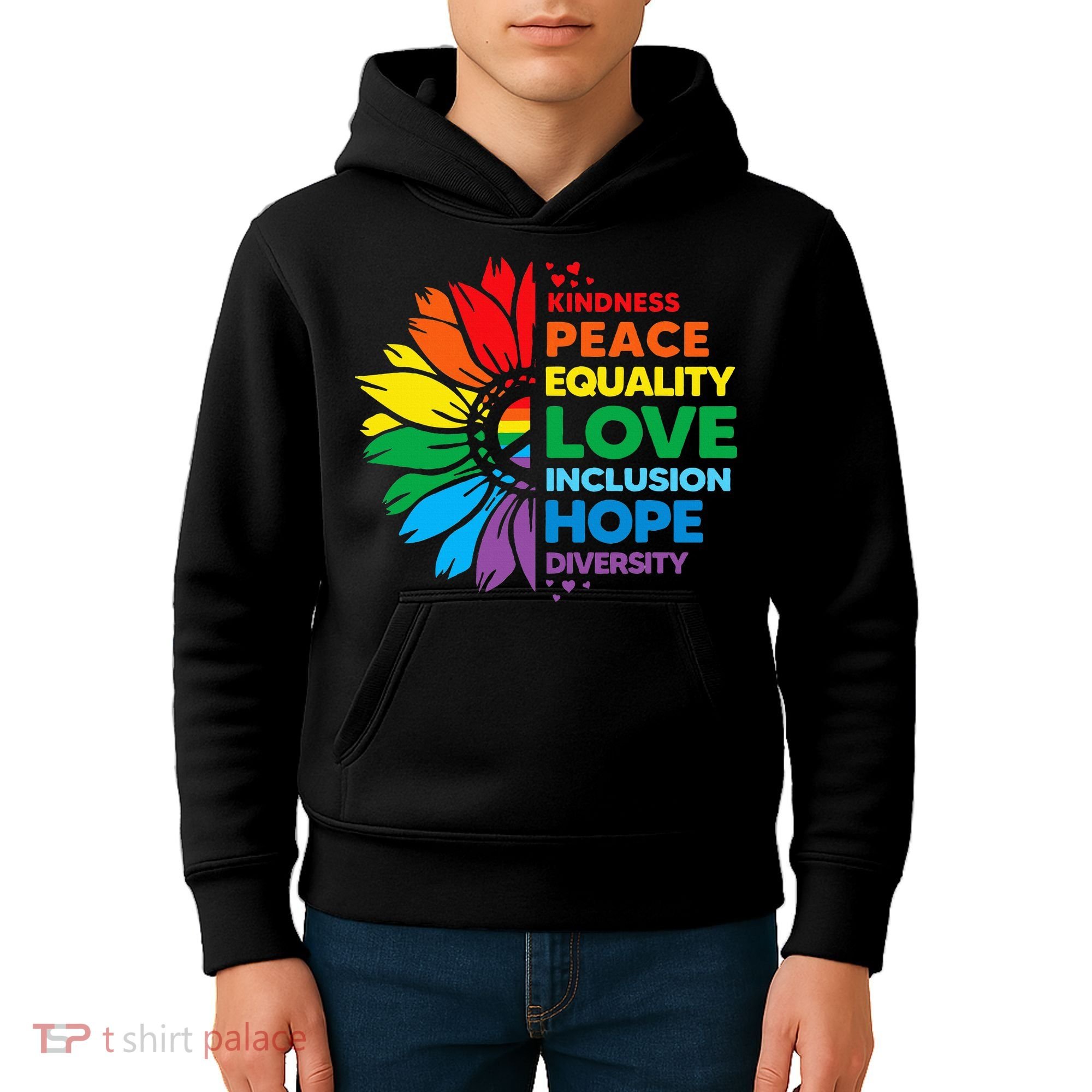 Kindness Peace Equality Love Inclusion Hope Diversity Flower Kids Hoodie