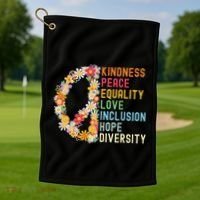 Kindness Peace Equality Love Hope Diversity Golf Towel thumb 1