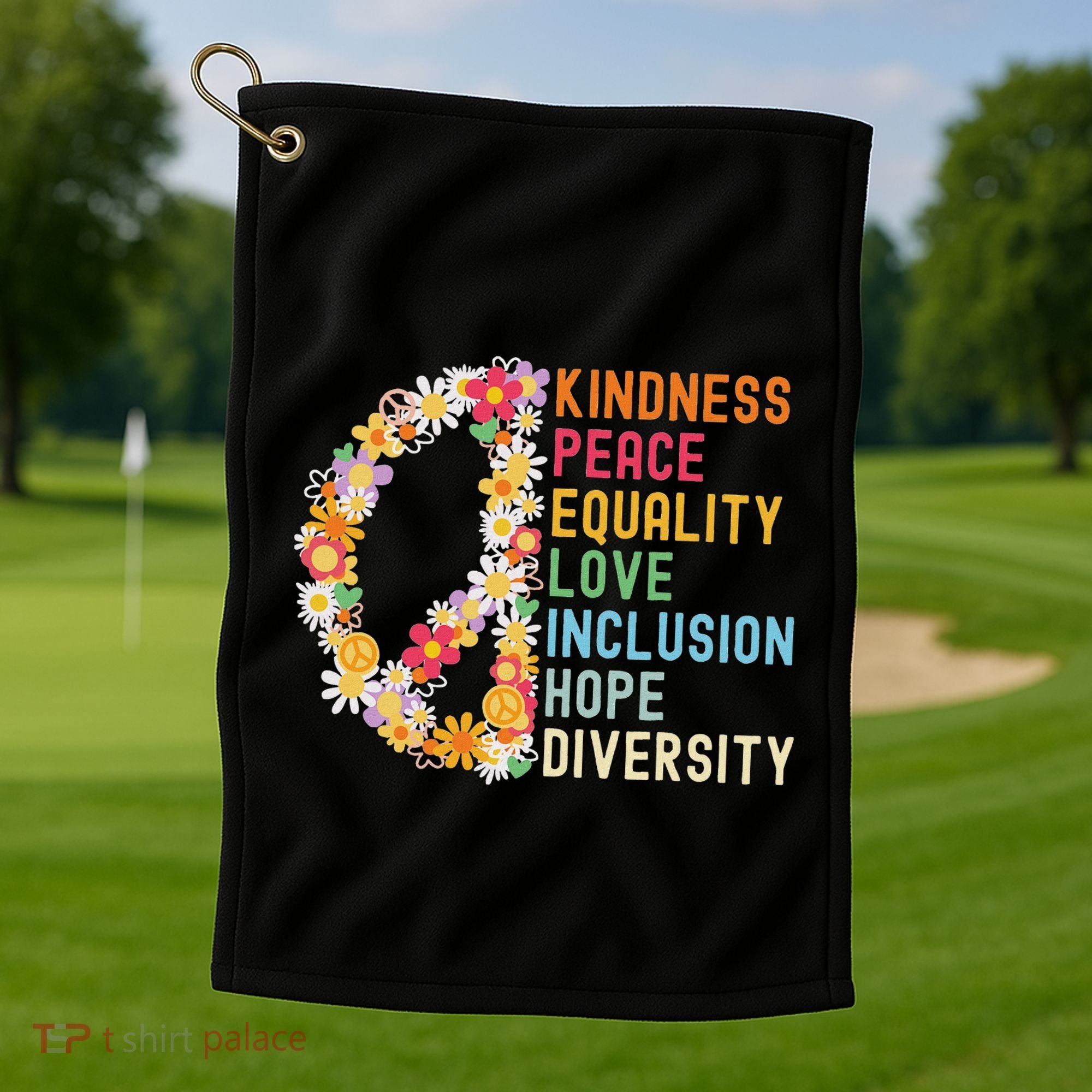Kindness Peace Equality Love Hope Diversity Golf Towel