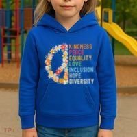 Kindness Peace Equality Love Hope Diversity Kids Hoodie thumb 3