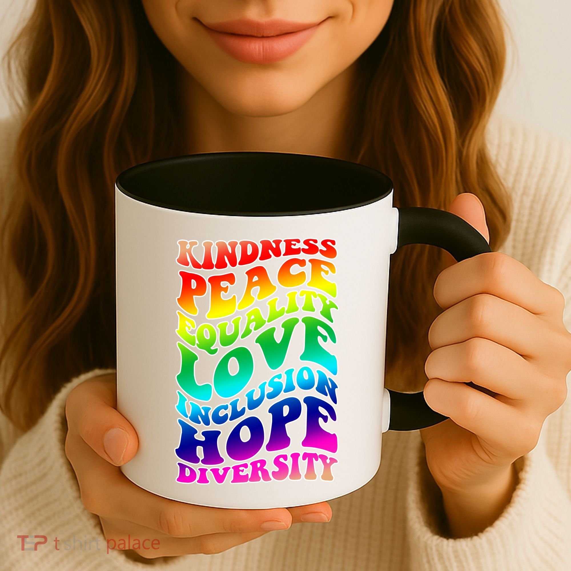 Kindness Peace Equality Love Inclusion Hope Diversity Coffee Mug
