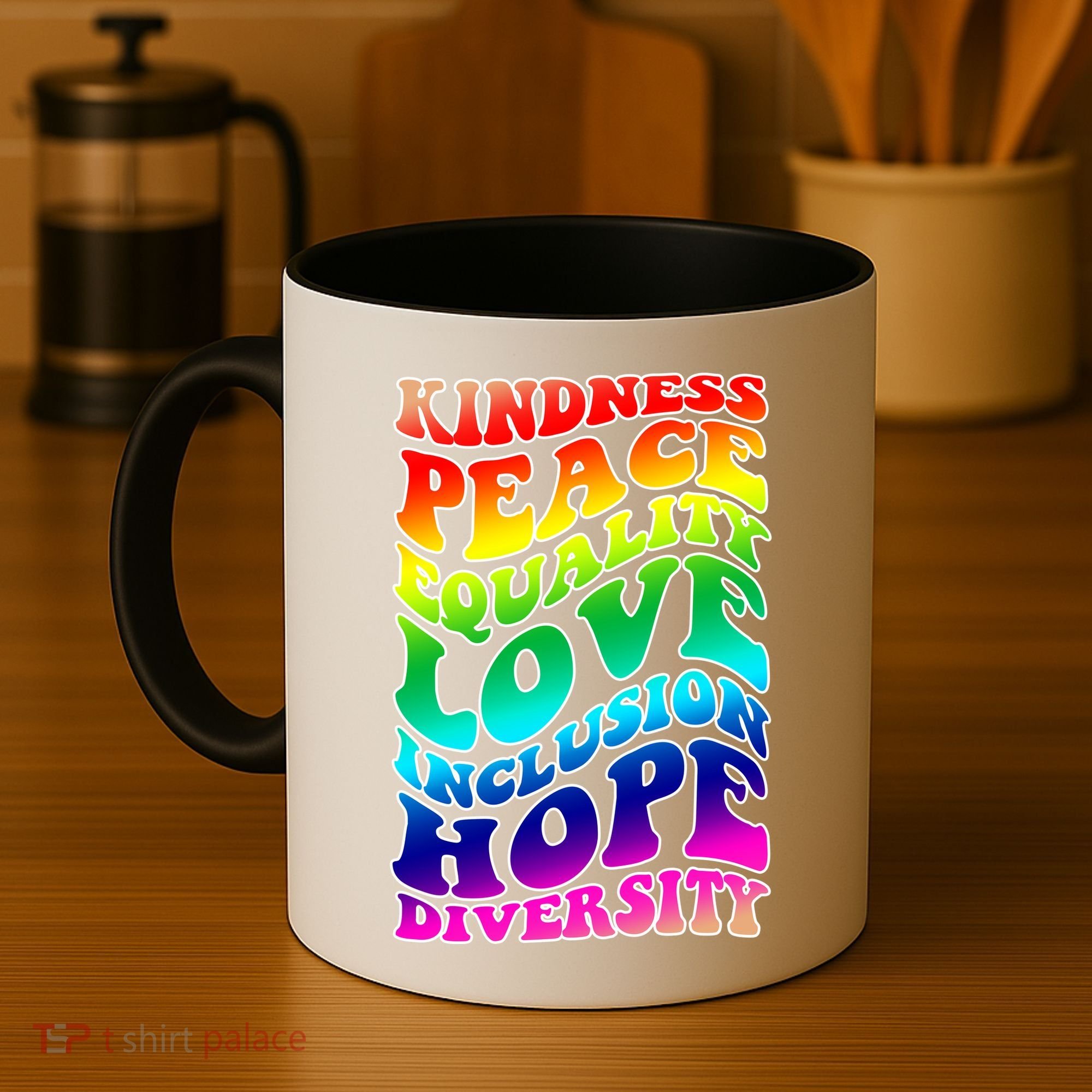 Kindness Peace Equality Love Inclusion Hope Diversity Coffee Mug