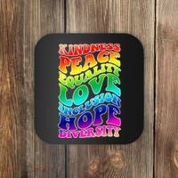 Kindness Peace Equality Love Inclusion Hope Diversity Coaster thumb 0