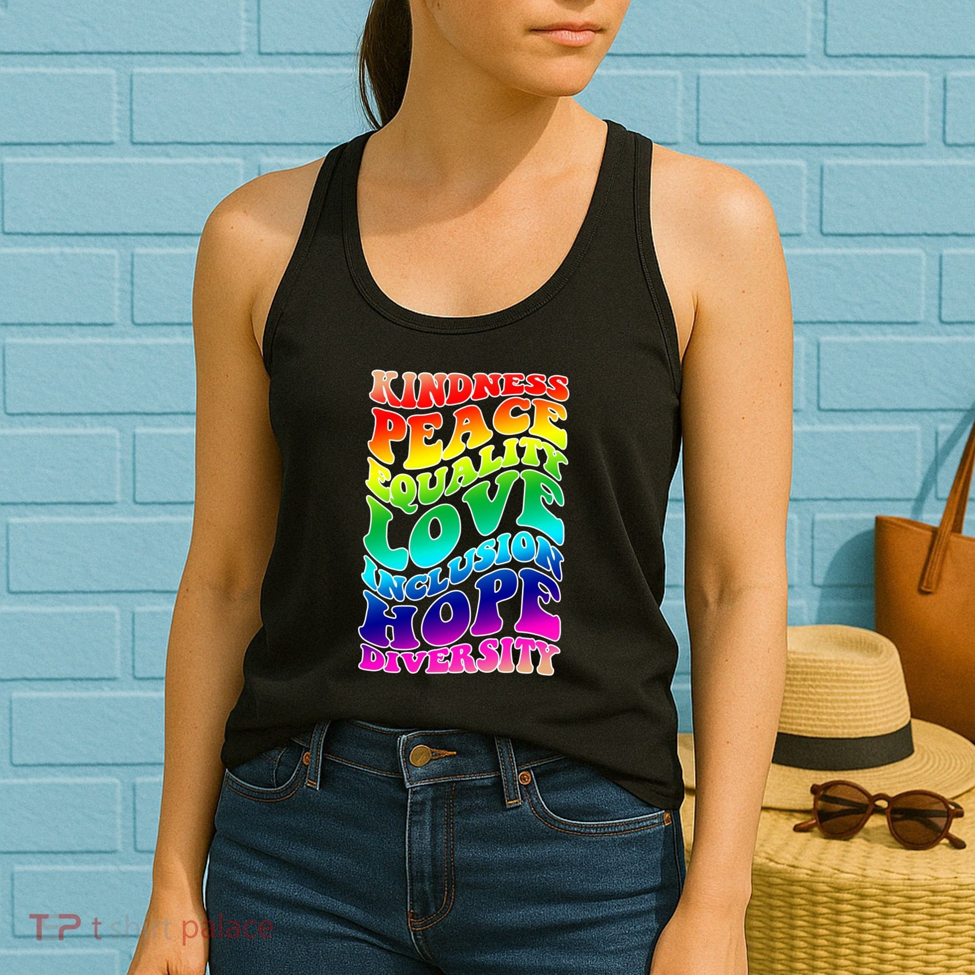 Kindness Peace Equality Love Inclusion Hope Diversity Women's Tank Top