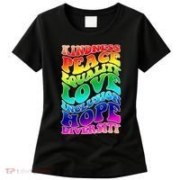 Kindness Peace Equality Love Inclusion Hope Diversity Women's T-Shirt thumb 0