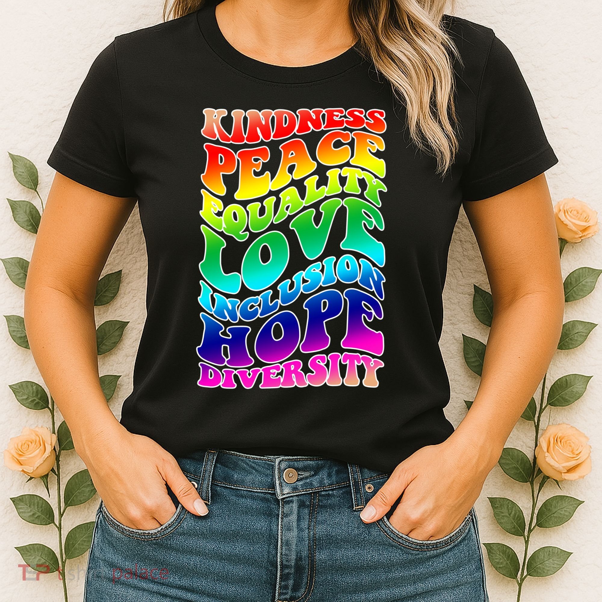 Kindness Peace Equality Love Inclusion Hope Diversity Women's T-Shirt