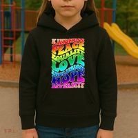 Kindness Peace Equality Love Inclusion Hope Diversity Kids Hoodie thumb 3