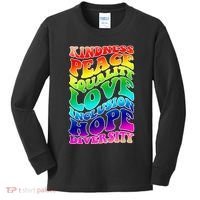 Kindness Peace Equality Love Inclusion Hope Diversity Kids Long Sleeve Shirt thumb 0