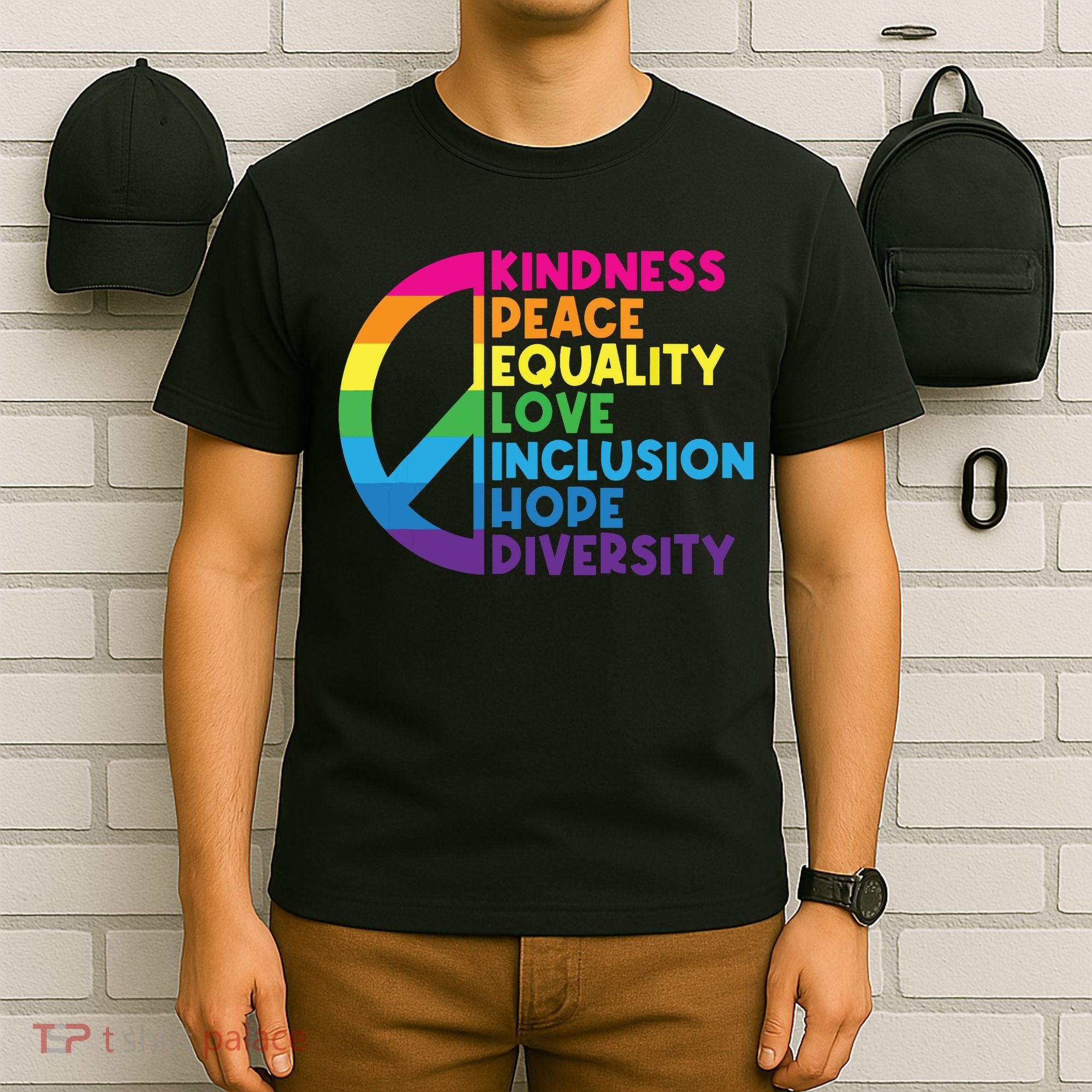 Kindness Peace Equality Love Inclusion Hope Diversity T-Shirt