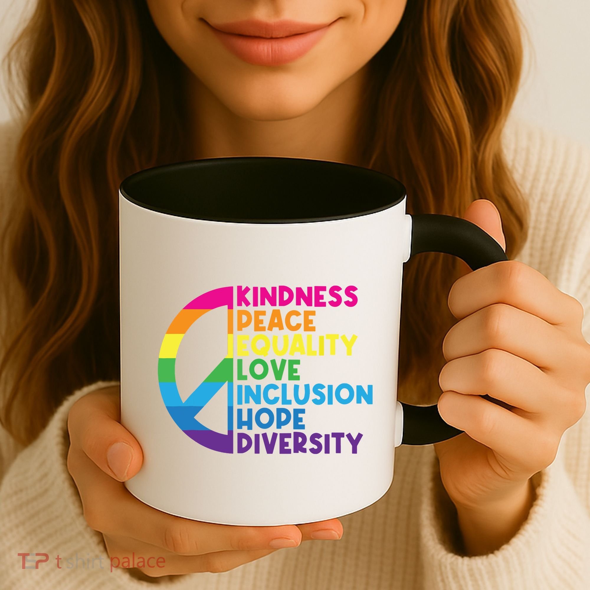 Kindness Peace Equality Love Inclusion Hope Diversity Coffee Mug