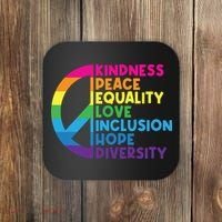 Kindness Peace Equality Love Inclusion Hope Diversity Coaster thumb 0
