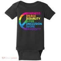 Kindness Peace Equality Love Inclusion Hope Diversity Baby Bodysuit thumb 0