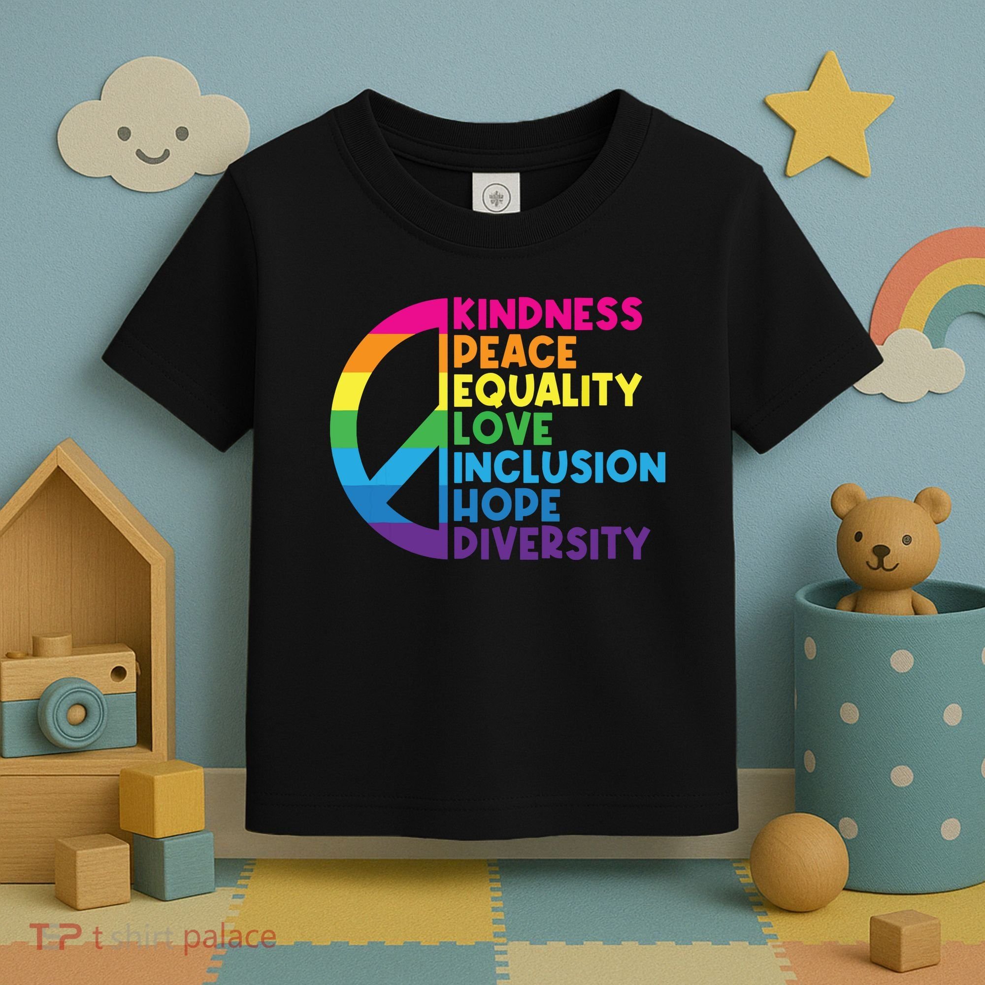 Kindness Peace Equality Love Inclusion Hope Diversity Toddler T-Shirt