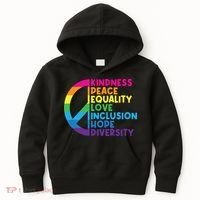 Kindness Peace Equality Love Inclusion Hope Diversity Kids Hoodie thumb 0
