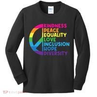 Kindness Peace Equality Love Inclusion Hope Diversity Kids Long Sleeve Shirt thumb 0