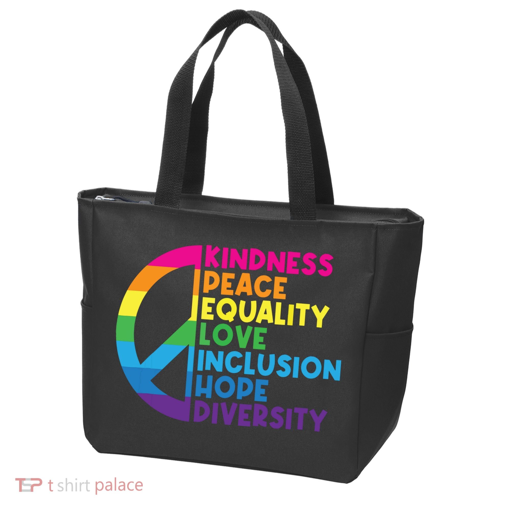 Kindness Peace Equality Love Inclusion Hope Diversity Tote Bag