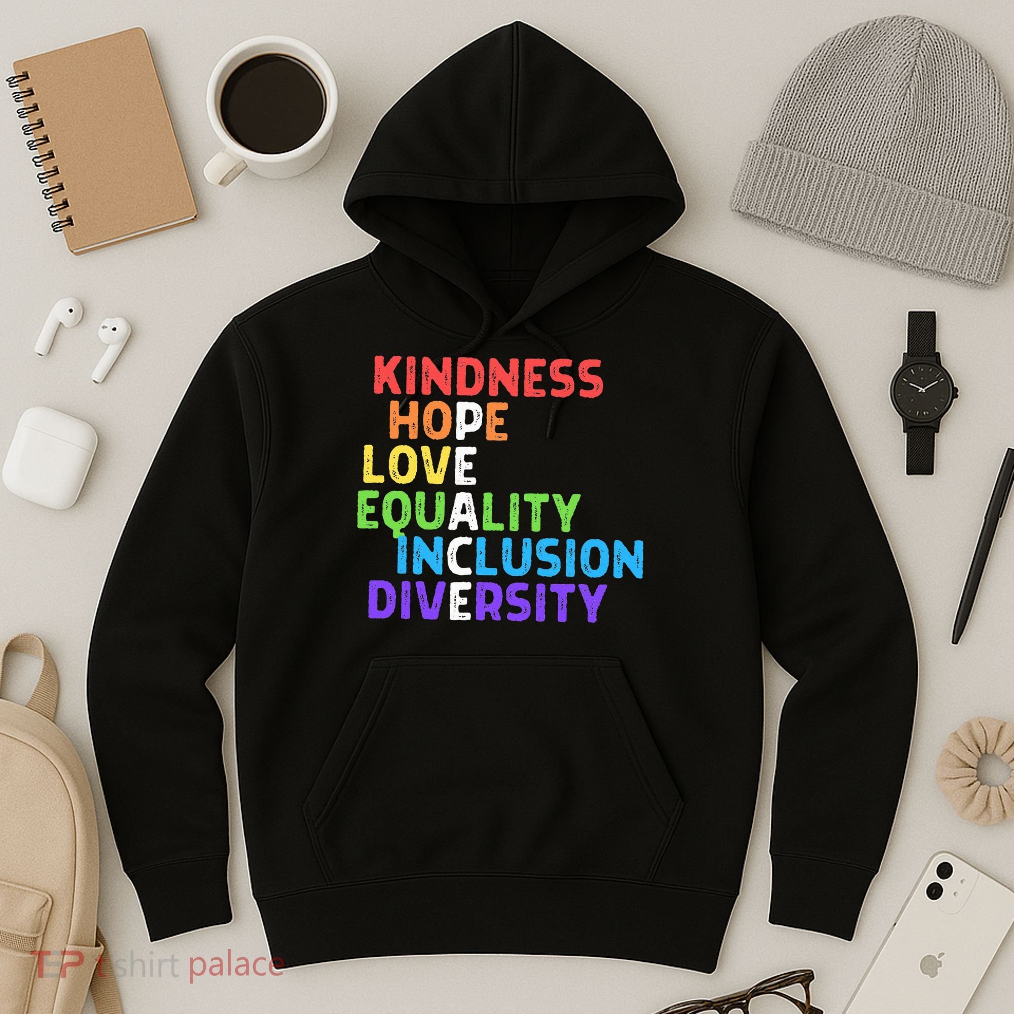 Kindness Peace Equality Inclusion Diversity Human Rights Hoodie
