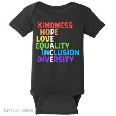 Kindness Peace Equality Inclusion Diversity Human Rights Baby Bodysuit