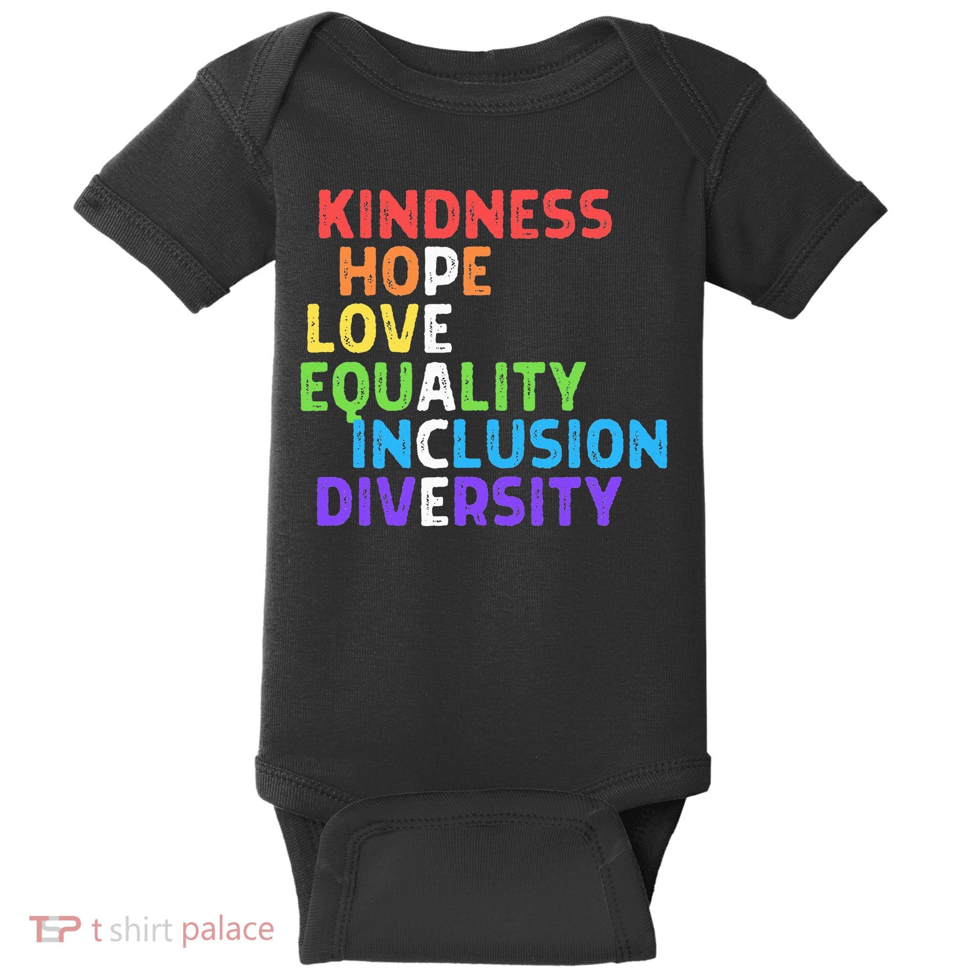 Kindness Peace Equality Inclusion Diversity Human Rights Baby Bodysuit