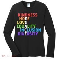 Kindness Peace Equality Inclusion Diversity Human Rights Women's Long Sleeve Shirt thumb 0