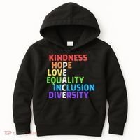 Kindness Peace Equality Inclusion Diversity Human Rights Kids Hoodie thumb 0