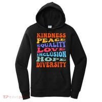 Kindness Peace Equality Love Inclusion Hope Diversity Women's Hoodie thumb 0