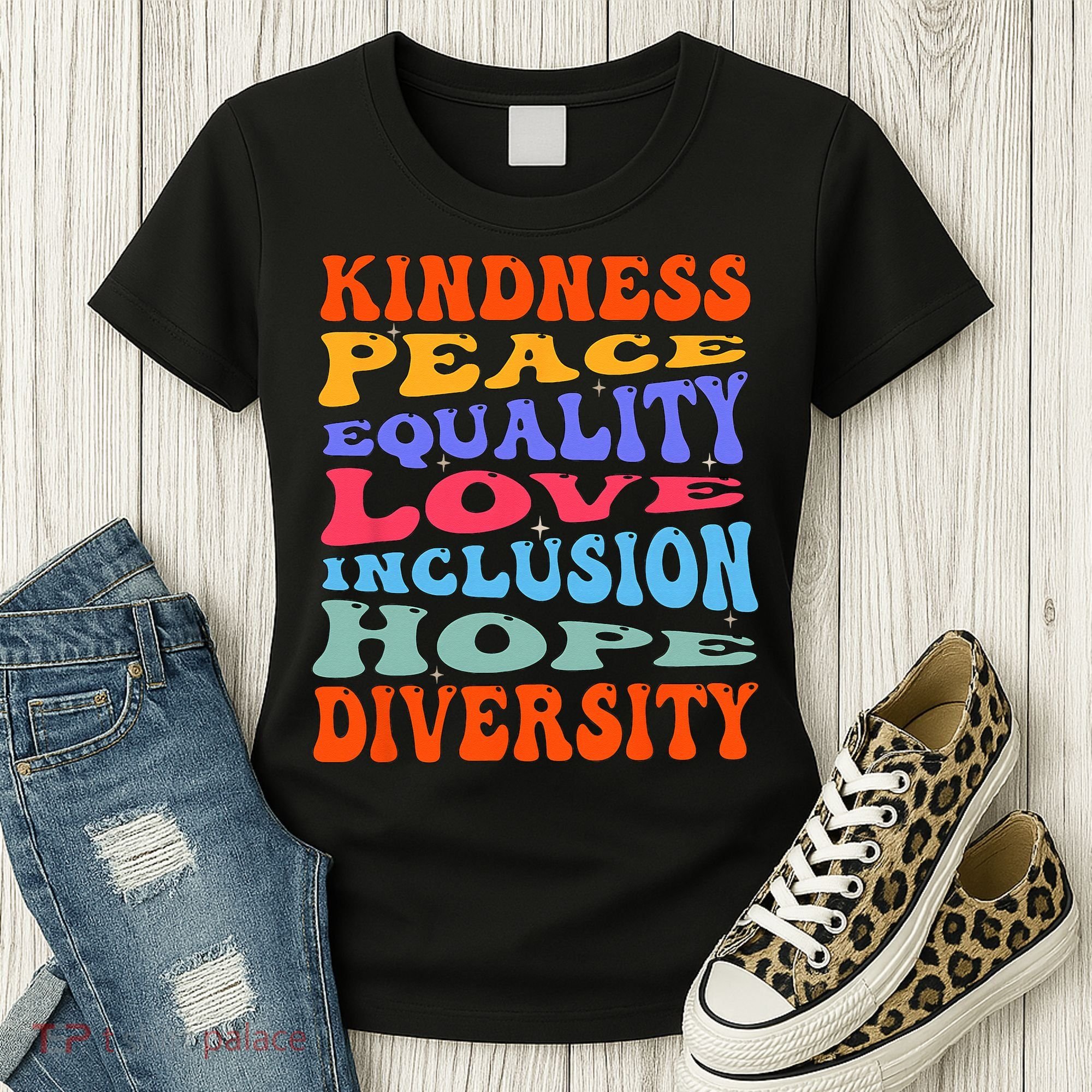 Kindness Peace Equality Love Inclusion Hope Diversity Women's T-Shirt