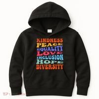 Kindness Peace Equality Love Inclusion Hope Diversity Kids Hoodie thumb 0