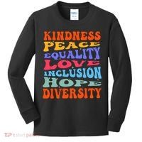 Kindness Peace Equality Love Inclusion Hope Diversity Kids Long Sleeve Shirt thumb 0