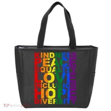Kindness Peace Equality Love Quote Tote Bag