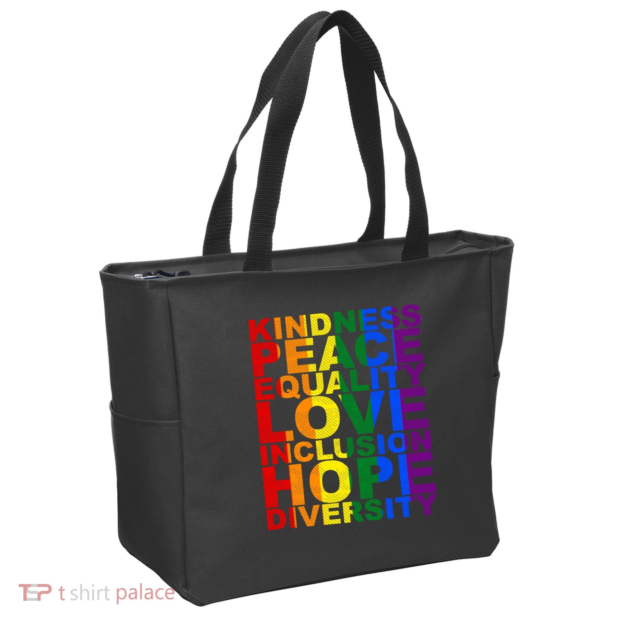 Kindness Peace Equality Love Quote Tote Bag