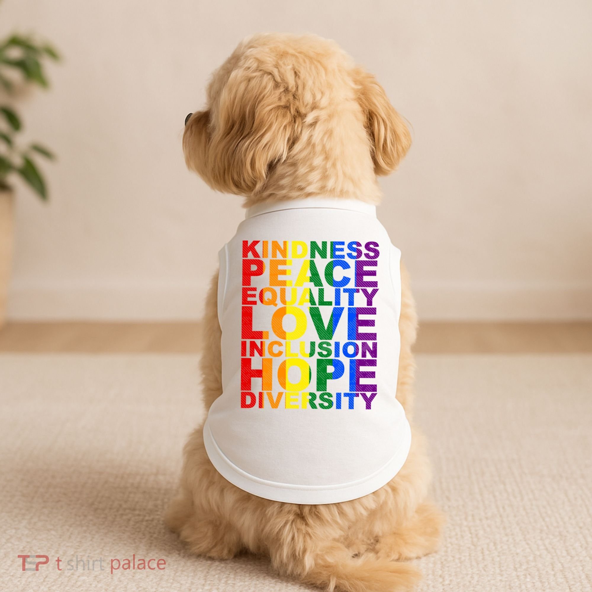 Kindness Peace Equality Love Quote Doggie Tank