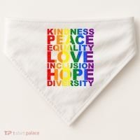 Kindness Peace Equality Love Quote USA-Made Doggie Bandana thumb 0