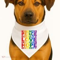 Kindness Peace Equality Love Quote USA-Made Doggie Bandana thumb 1