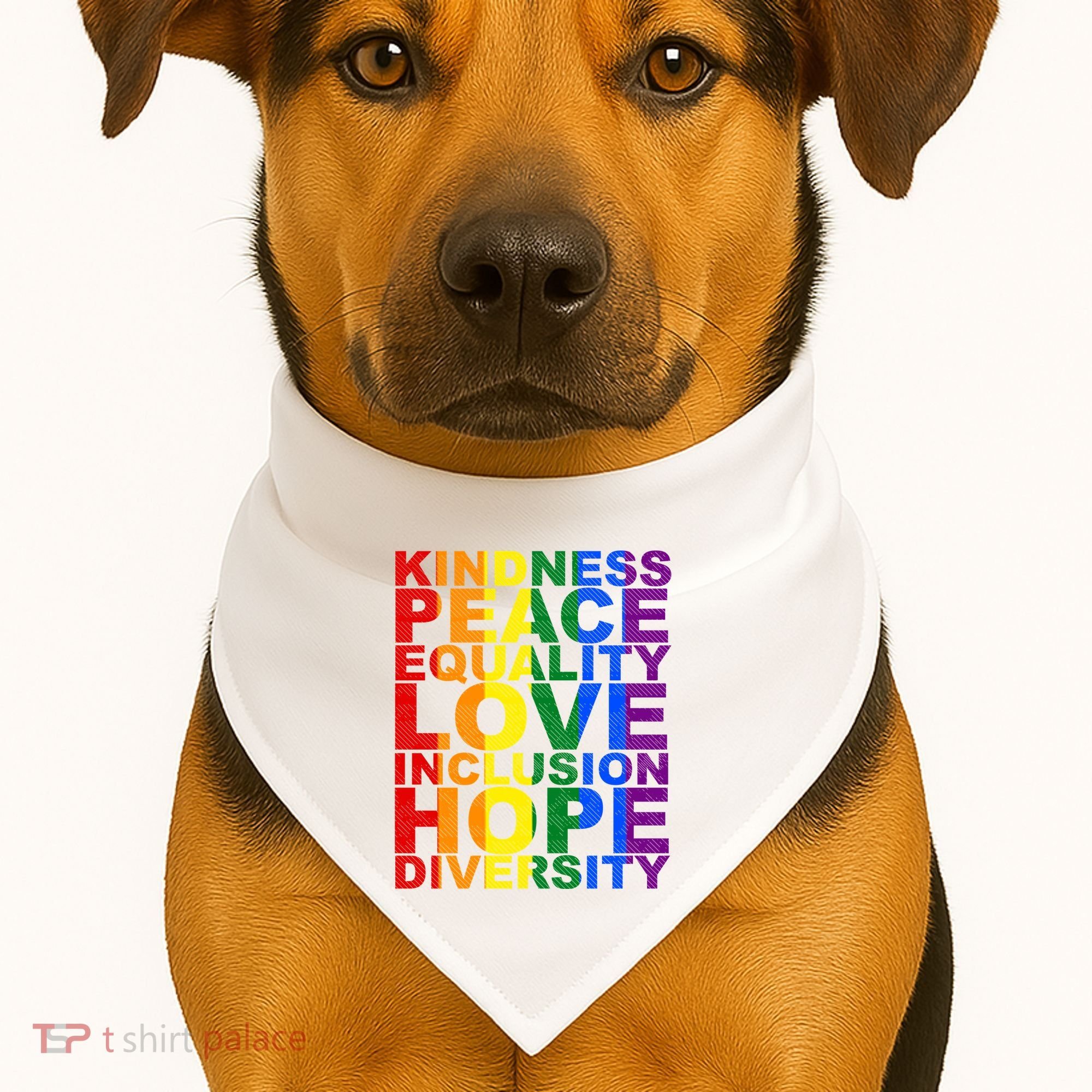 Kindness Peace Equality Love Quote USA-Made Doggie Bandana