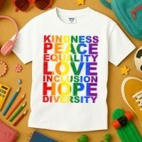 Kindness Peace Equality Love Quote Kids T-Shirt thumb 3