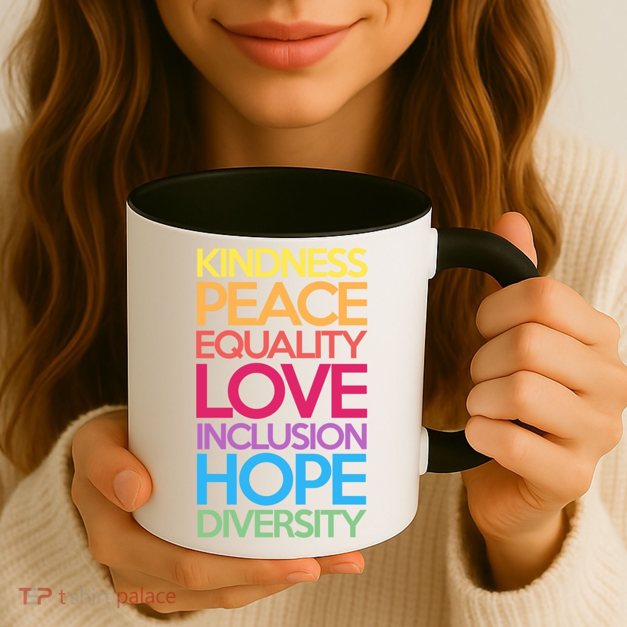 Kindness Peace Equality Love Inclusion Hope Diversity Funny Gift Coffee Mug