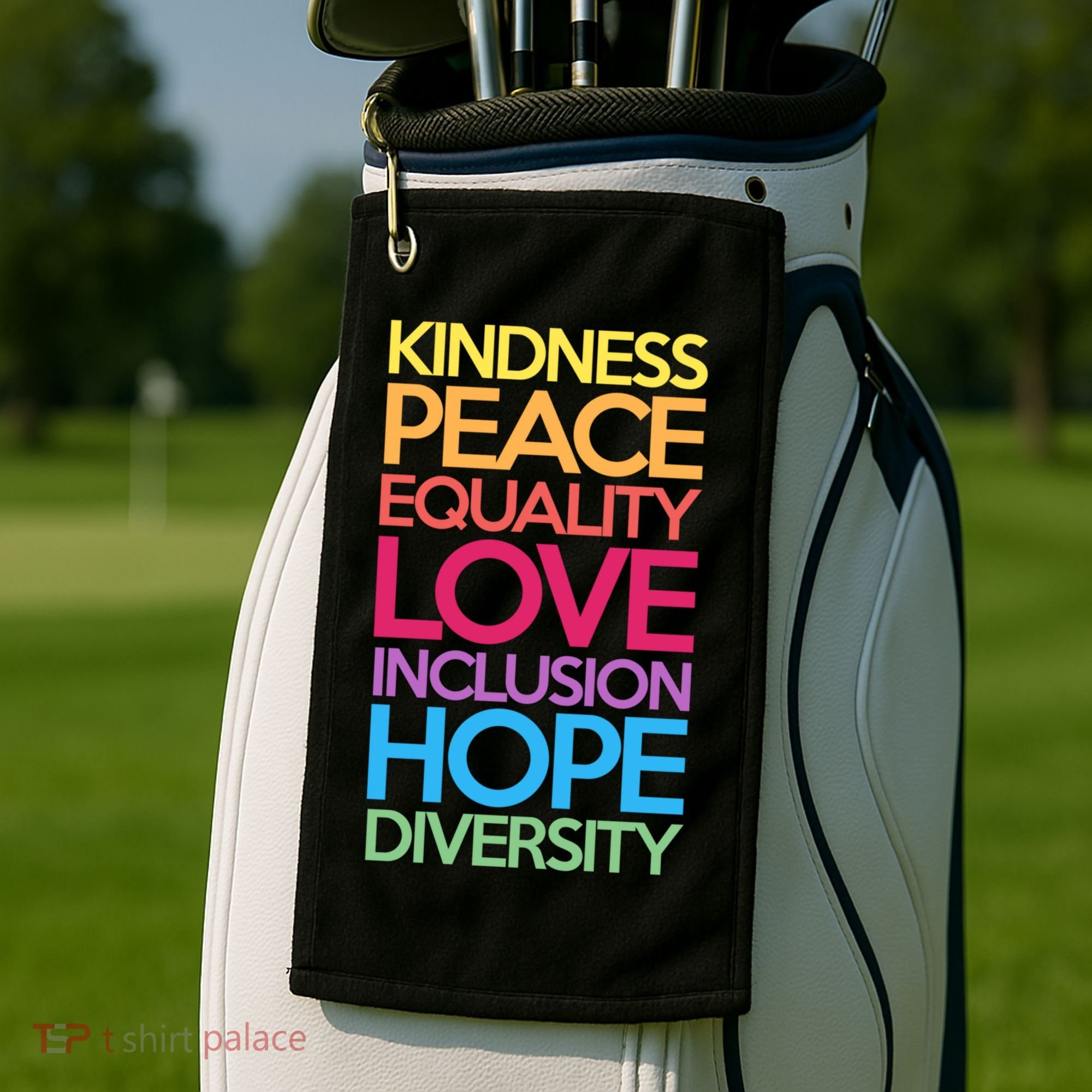 Kindness Peace Equality Love Inclusion Hope Diversity Funny Gift Golf Towel