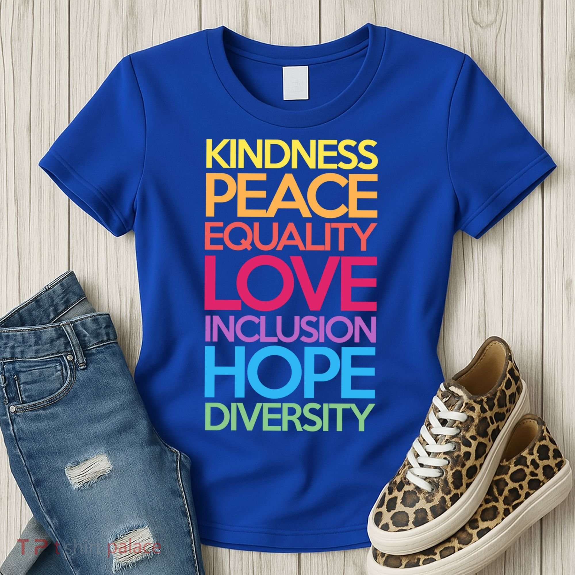 Kindness Peace Equality Love Inclusion Hope Diversity Funny Gift Women's T-Shirt