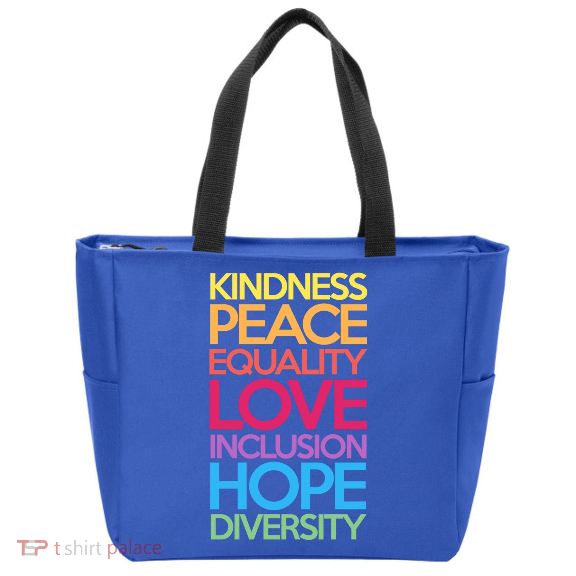 Kindness Peace Equality Love Inclusion Hope Diversity Funny Gift Tote Bag