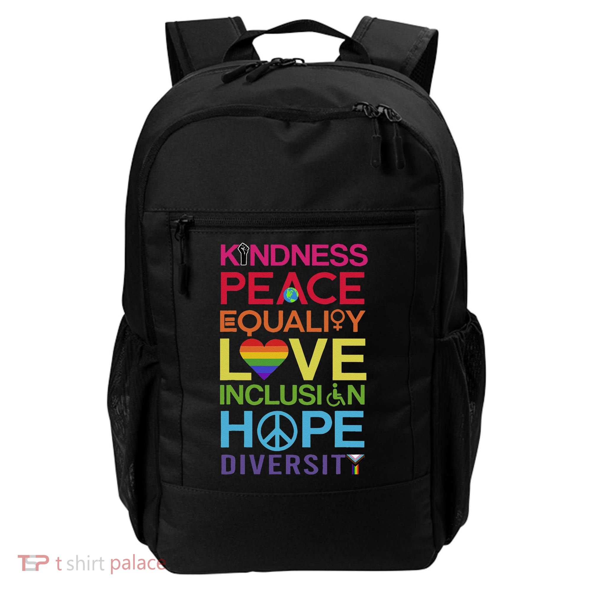 Kindness Peace Equality Inclusion Diversity Human Rights Backpack